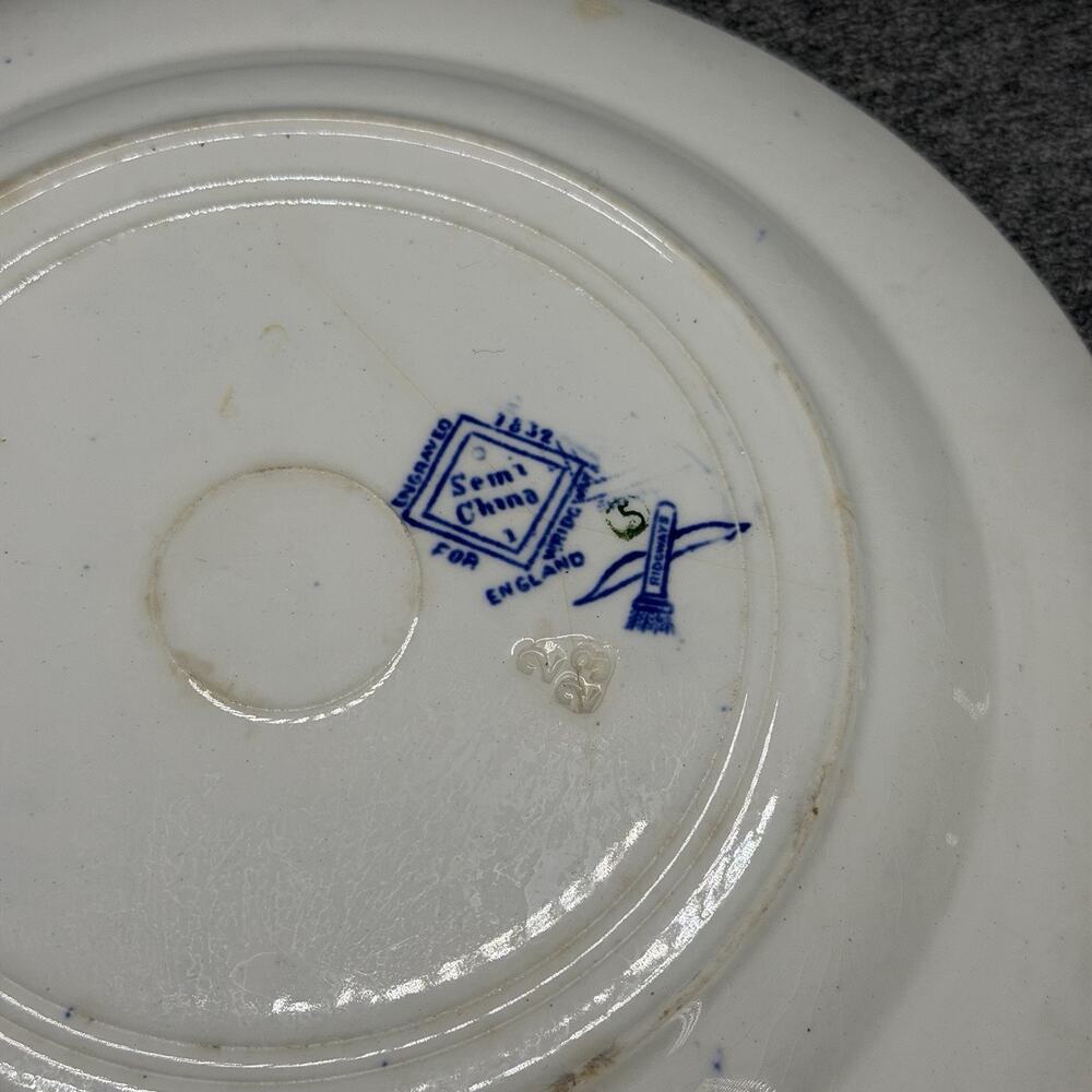 6pc Staffordshire Ironstone Blue Willow Pattern Bowls Plates Dinnerware Antique - Picture 8 of 8